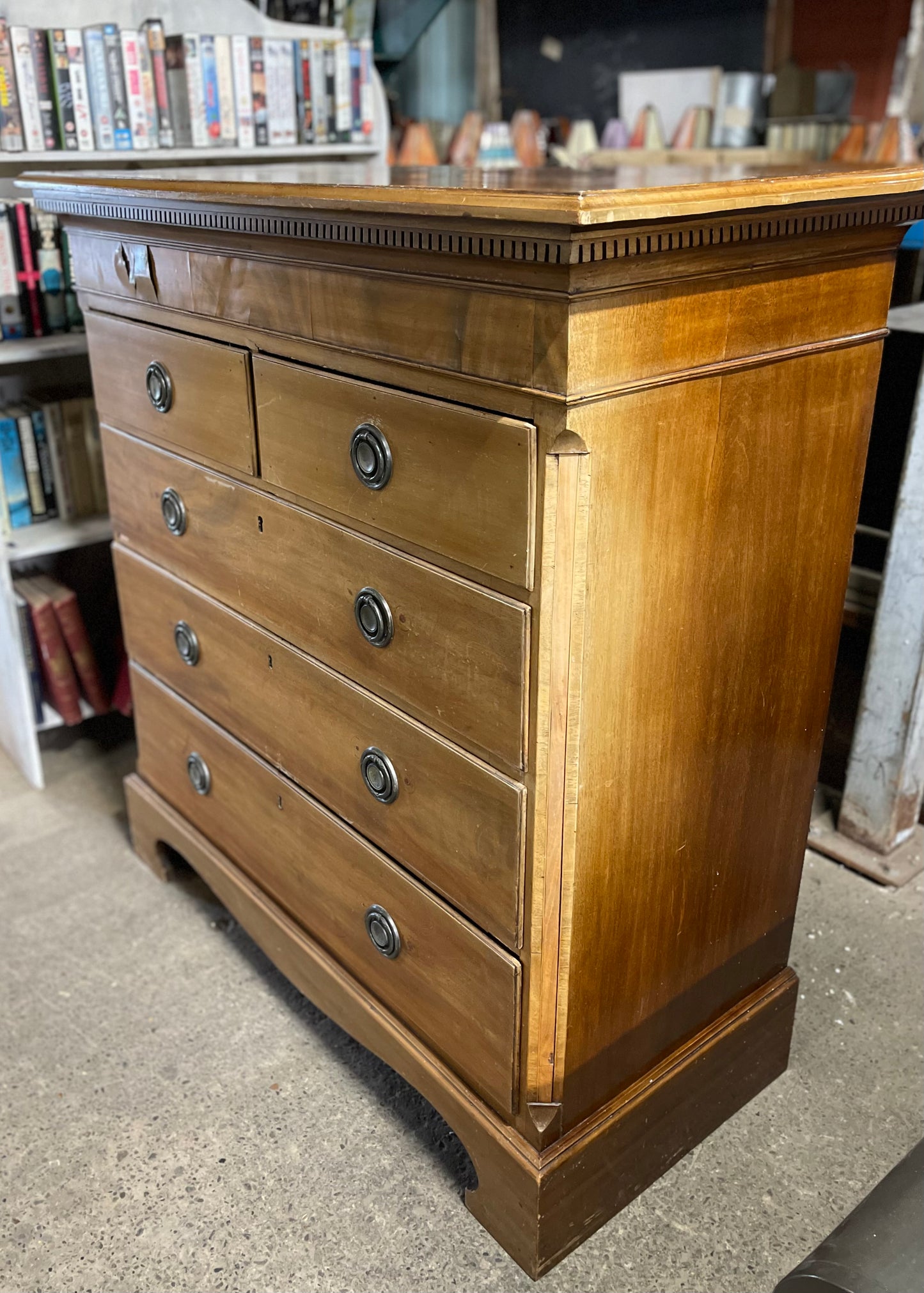 Antique chest of drawers in light wood