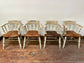 Set of 4 shabby chic leather and wood dining chairs