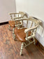 Set of 4 shabby chic leather and wood dining chairs