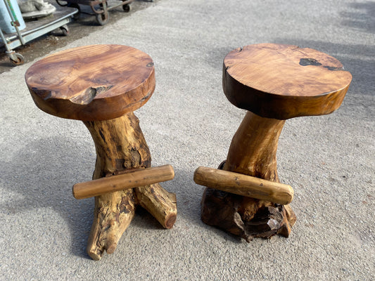 Pair of root wood bar stools