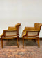 Set of 5 mustard yellow leather tub chairs / pub chairs