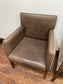 Pair of leather-effect armchairs / pub chairs with check tartan backs