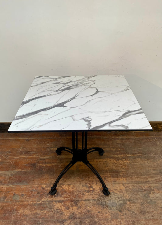 White marble effect laminate table top