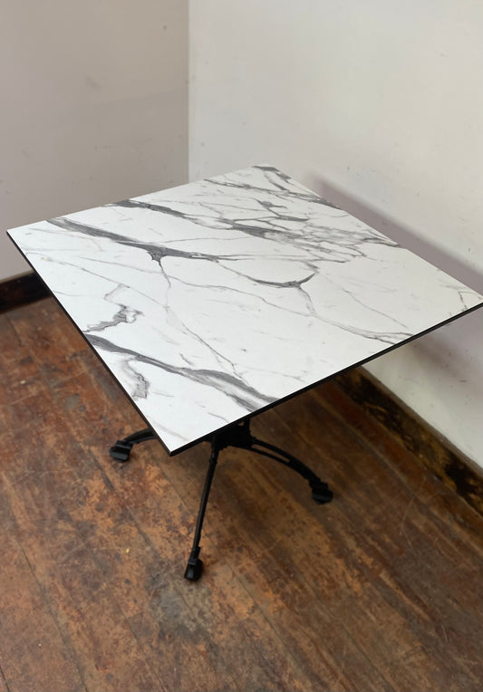 White marble effect laminate table top