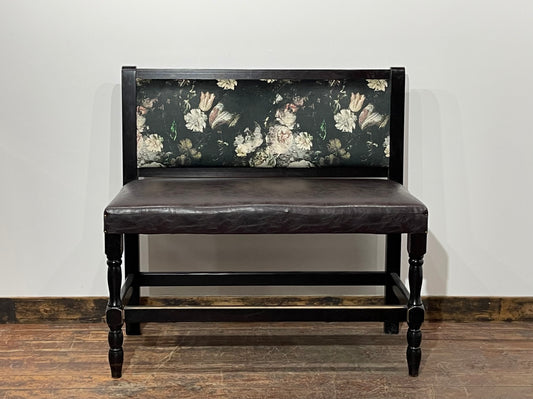 Stunning pair of poseur benches with floral fabric backrests