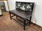 Stunning pair of poseur benches with floral fabric backrests