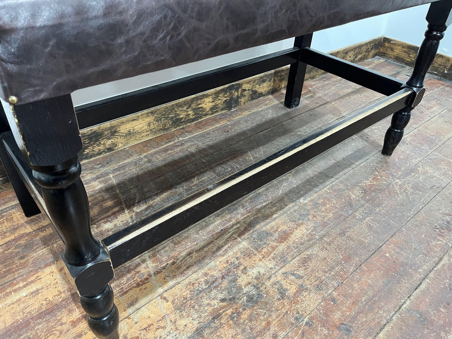 Stunning pair of poseur benches with floral fabric backrests