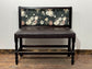 Stunning pair of poseur benches with floral fabric backrests