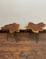 Pair of root wood side / end tables with metal legs
