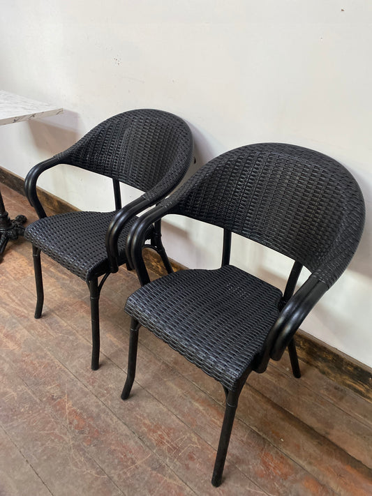 Pair of outdoor bistro style chairs