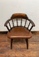 Vintage style spindle back chair with leather upholstery