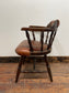 Vintage style spindle back chair with leather upholstery