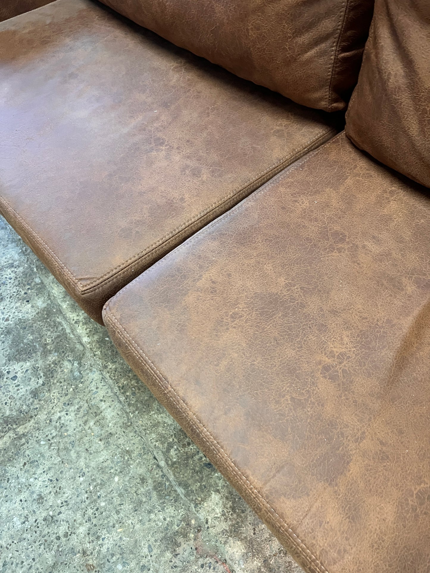 Brown Faux Leather Dining Couch