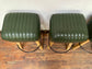 Set of 4 green leather pommel stools