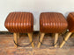 Set of 4 tan leather pommel stools