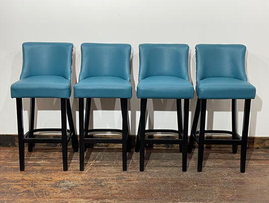 New / ex-display bar stools teal blue seats & fabric backs (48 in total!)