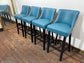 4 x new / ex-display bar stools teal blue seats & fabric backs (48 in total!)