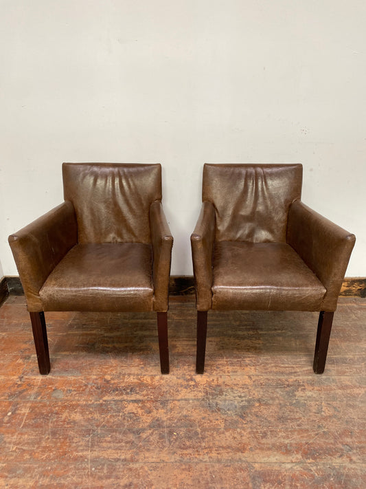 Pair of leather-effect tub chairs