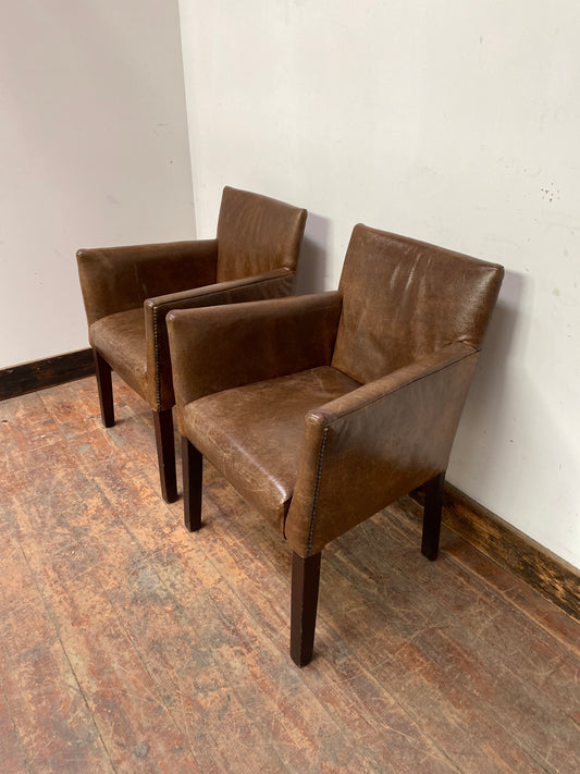 Pair of leather-effect tub chairs