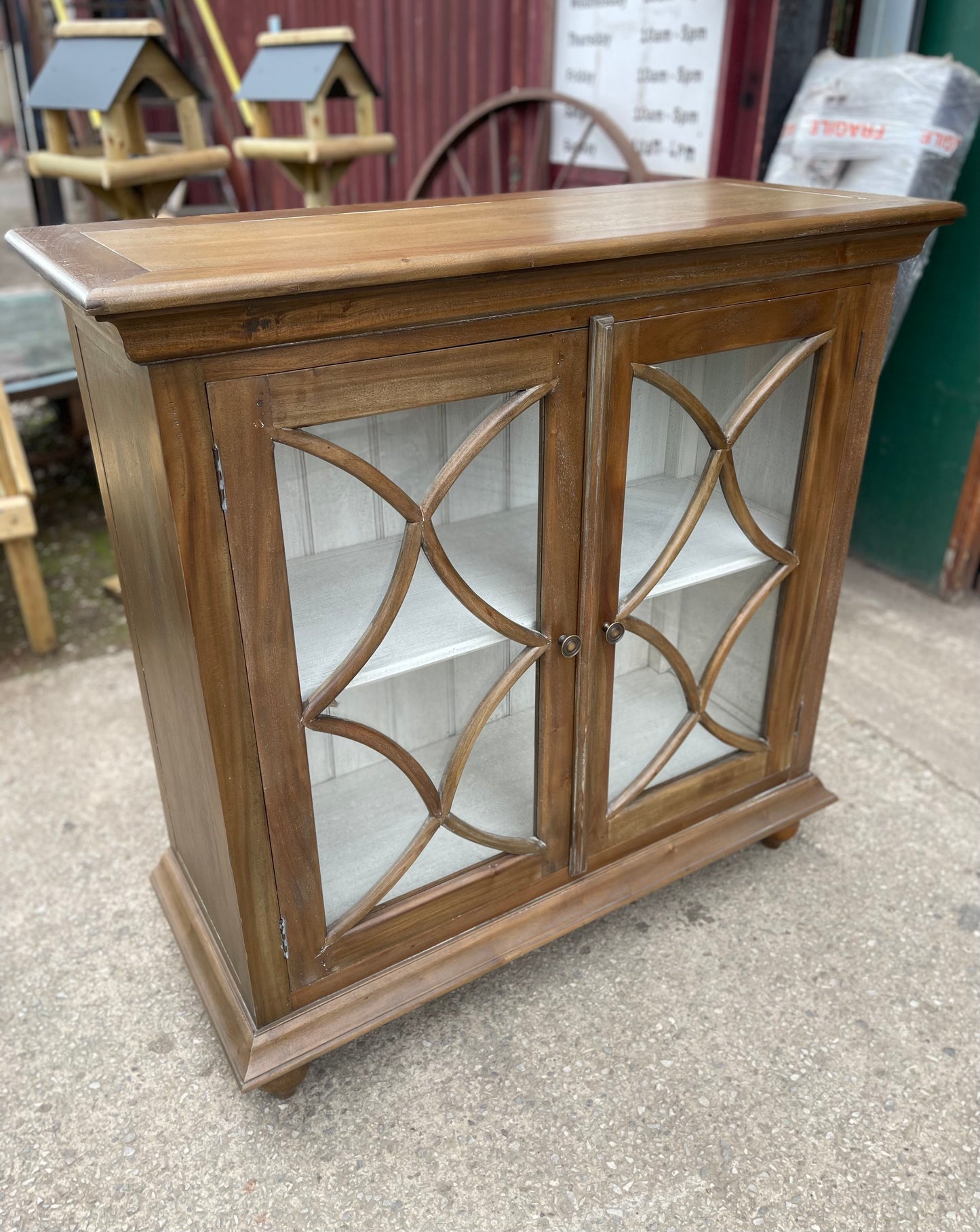 Modern contemporary display cabinet with shabby chic finish