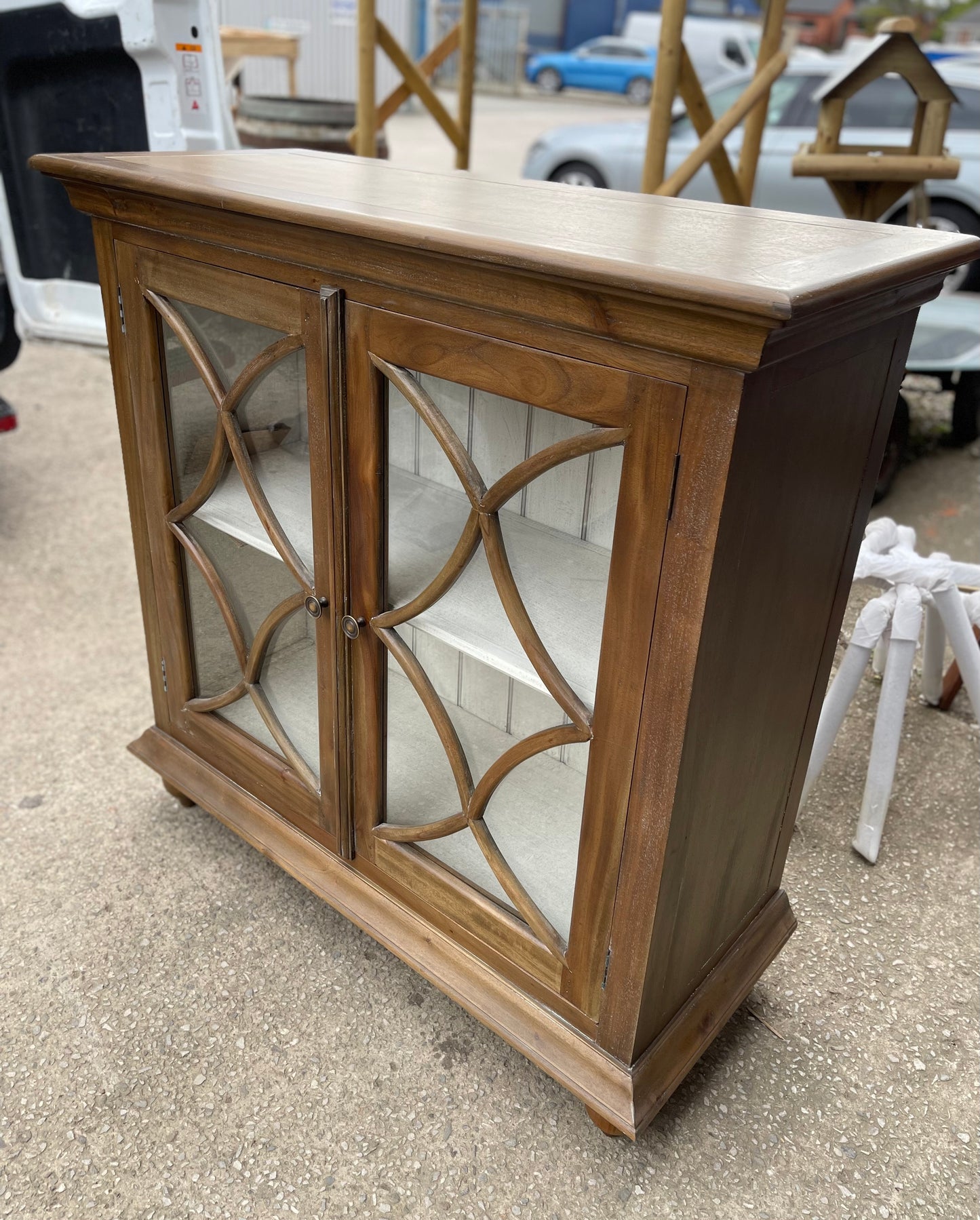 Modern contemporary display cabinet with shabby chic finish