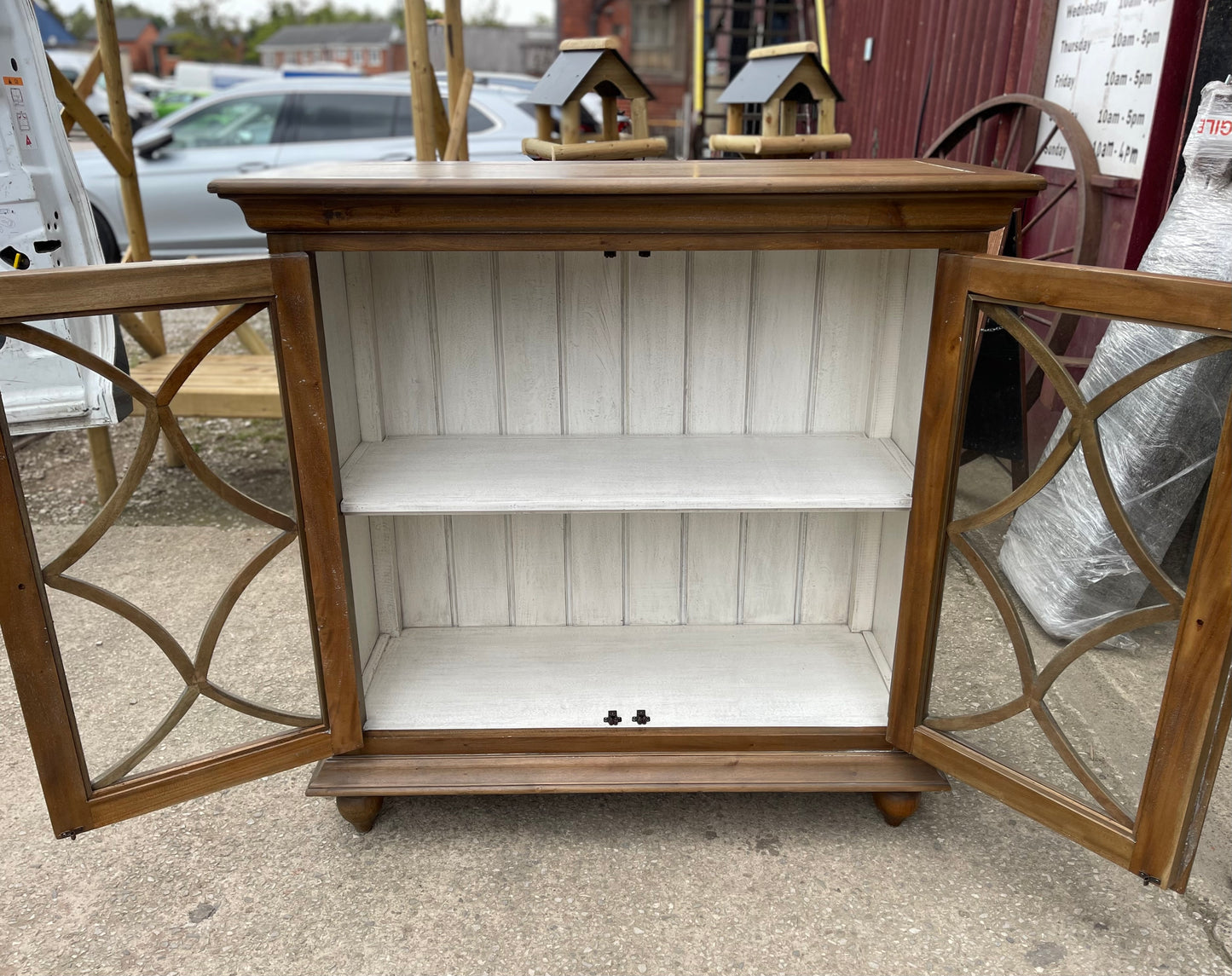 Modern contemporary display cabinet with shabby chic finish