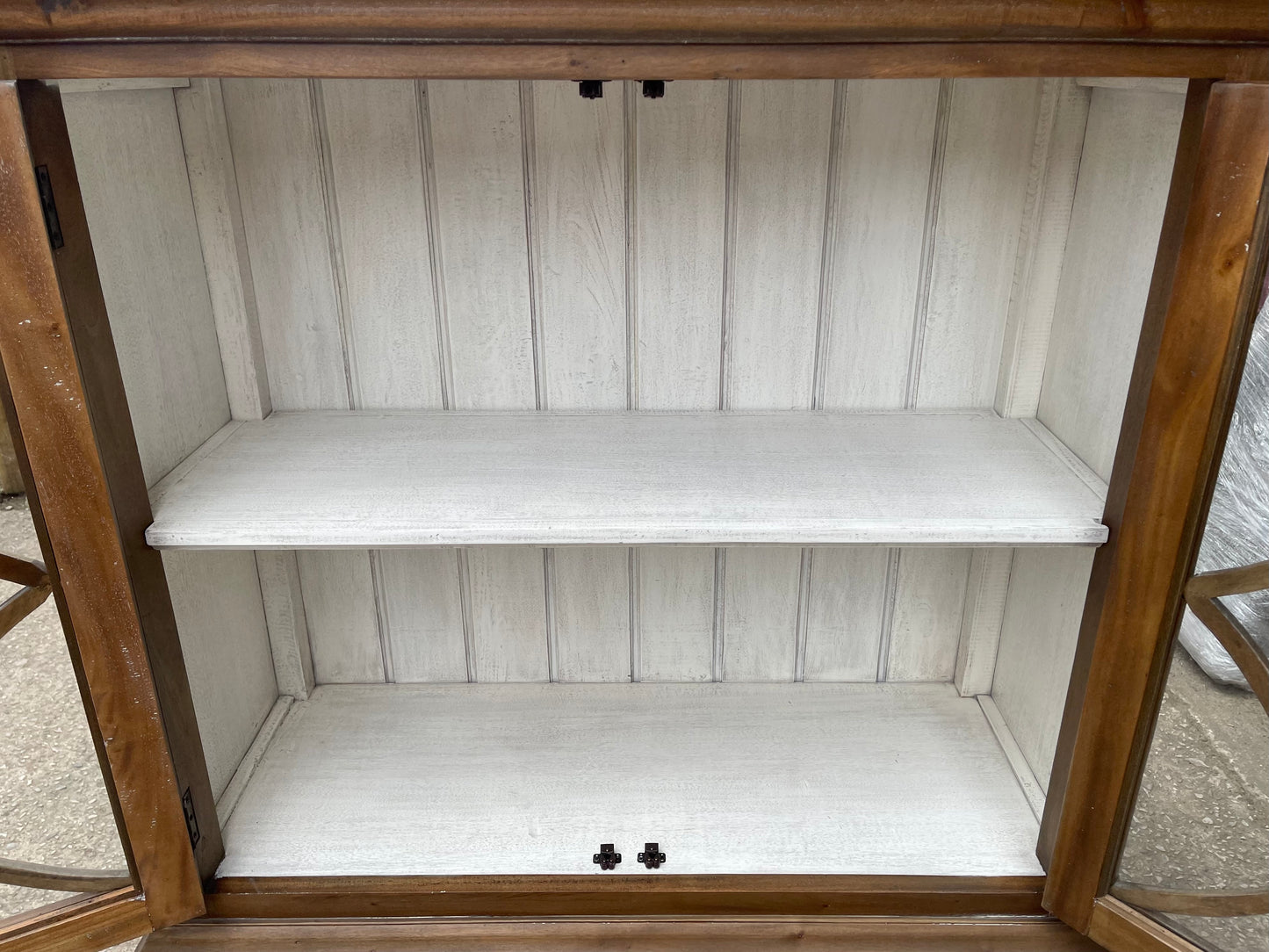 Modern contemporary display cabinet with shabby chic finish