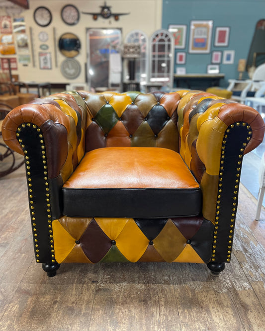 Stunning patchwork leather armchair