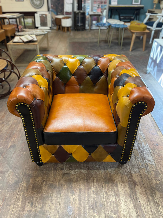 Stunning patchwork leather armchair