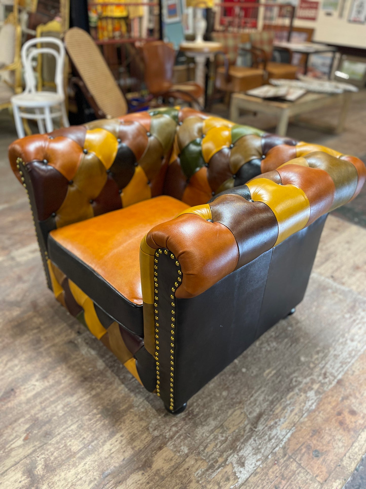 Stunning patchwork leather armchair
