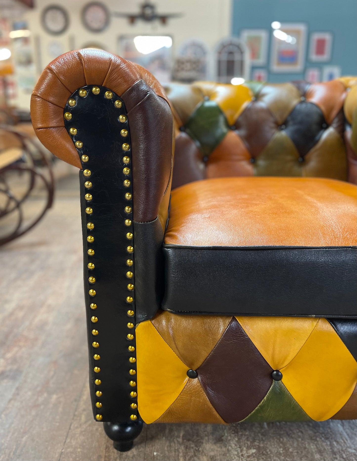 Stunning patchwork leather armchair