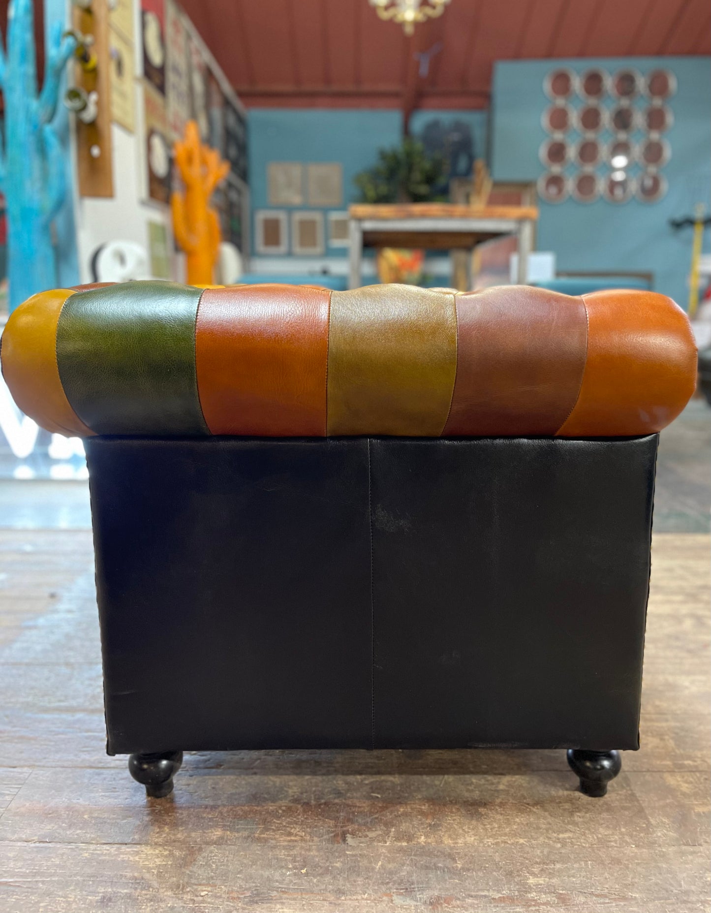 Stunning patchwork leather armchair