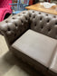 Grey Chesterfield sofa in faux-leather (ex-display)