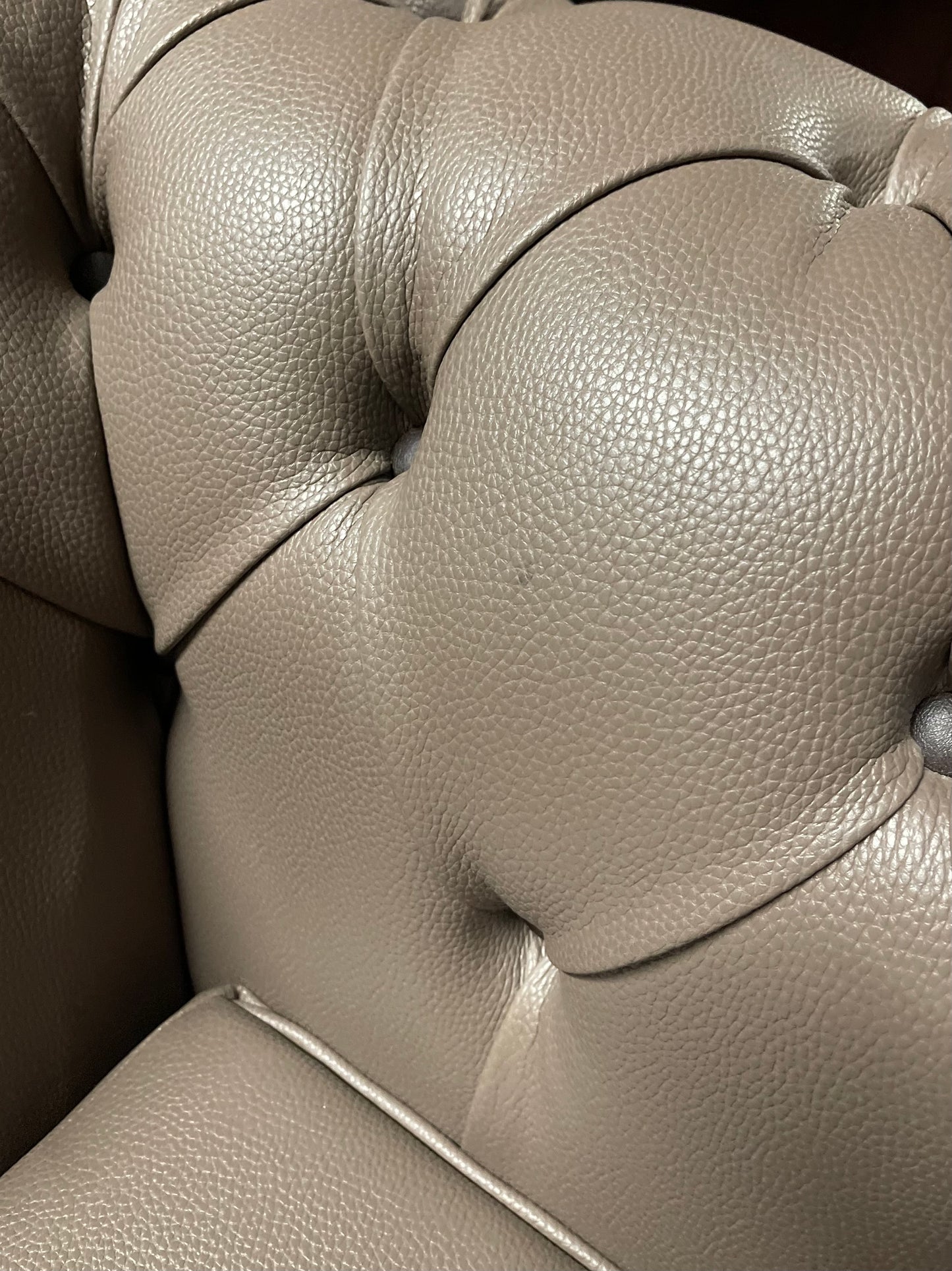 Grey Chesterfield sofa in faux-leather (ex-display)