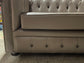 Grey Chesterfield sofa in faux-leather (ex-display)