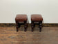 Pair of low pub stools in tan coloured faux-leather
