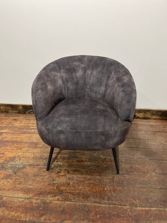 Ex-display grey armchair in velvet-feel fabric