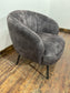 Ex-display grey armchair in velvet-feel fabric