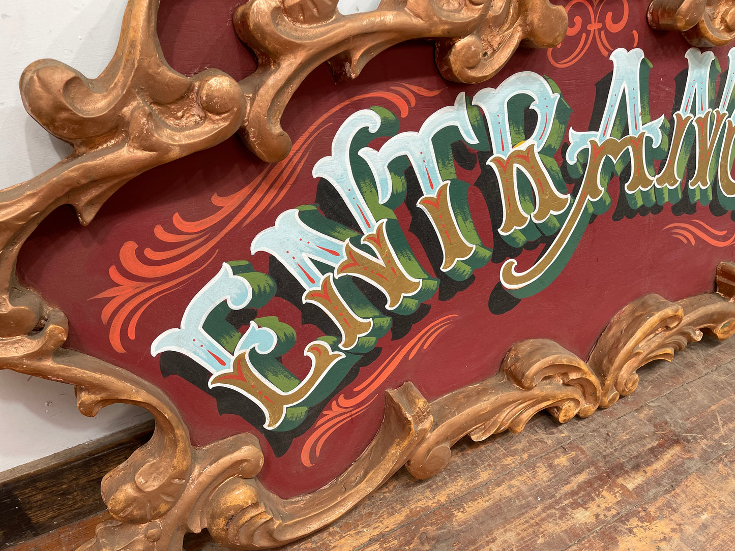 Large ornate vintage Entrance sign from circus / fairground