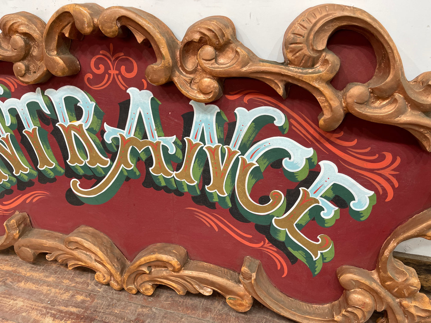 Large ornate vintage Entrance sign from circus / fairground