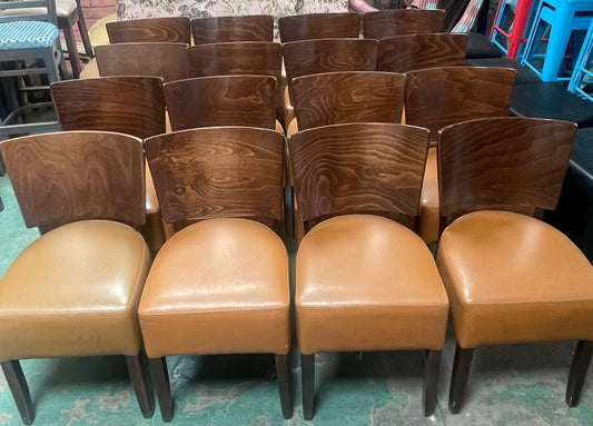 17 Tan Faux Leather Dining/ Pub Chairs / Oak Style Frames