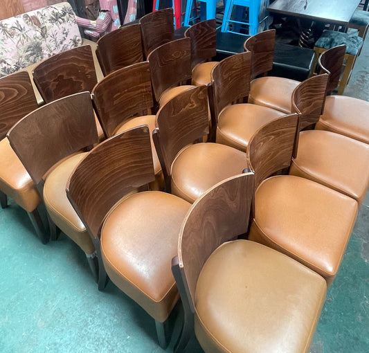 17 Tan Faux Leather Dining/ Pub Chairs / Oak Style Frames