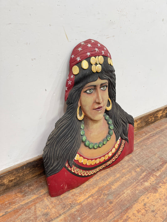Hand carved fairground circus Gypsy lady / fortune teller bust