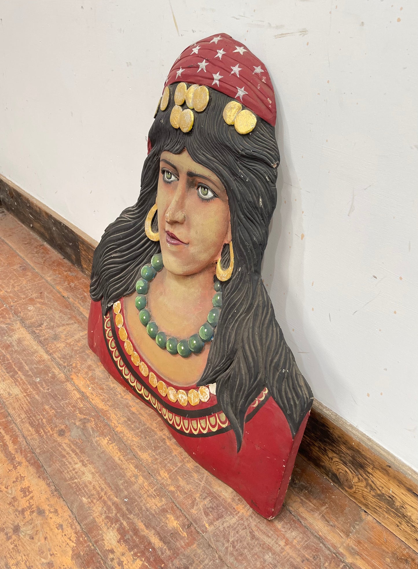 Hand carved fairground circus Gypsy lady / fortune teller bust