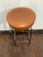 Set of 4 Industrial Bar Stools / Tan Faux Leather Seats / Chrome Frame