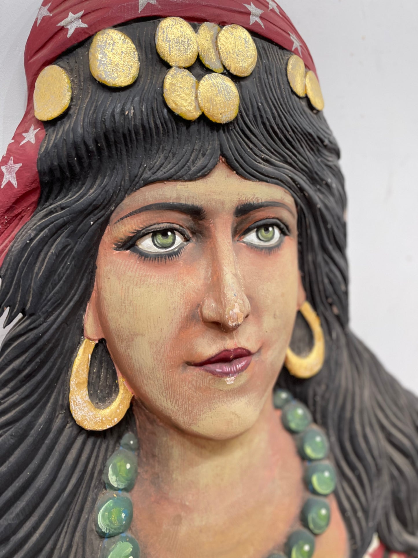 Hand carved fairground circus Gypsy lady / fortune teller bust
