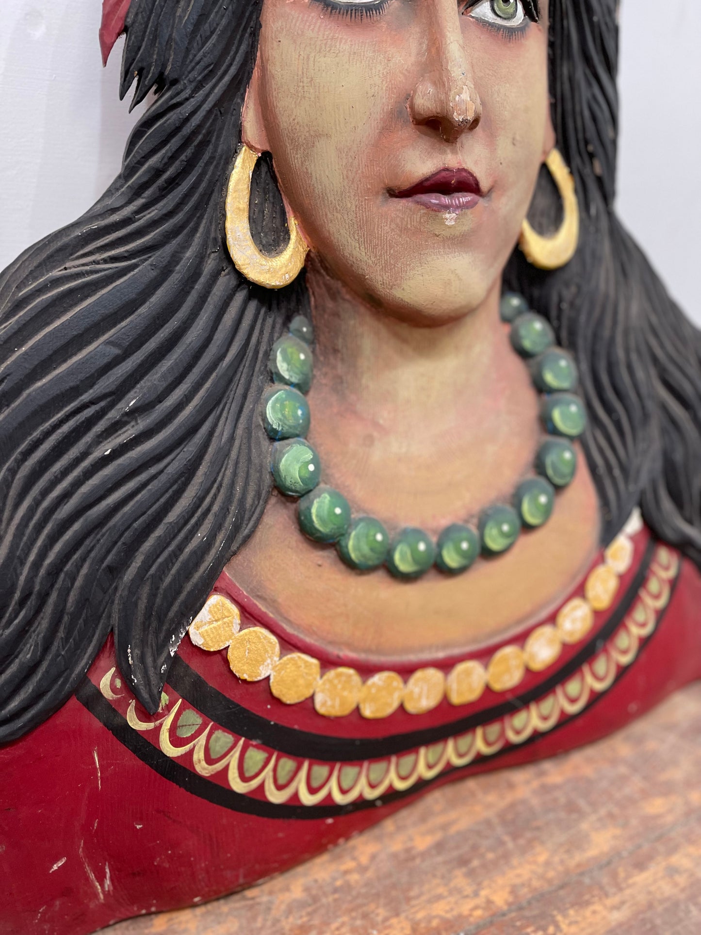 Hand carved fairground circus Gypsy lady / fortune teller bust