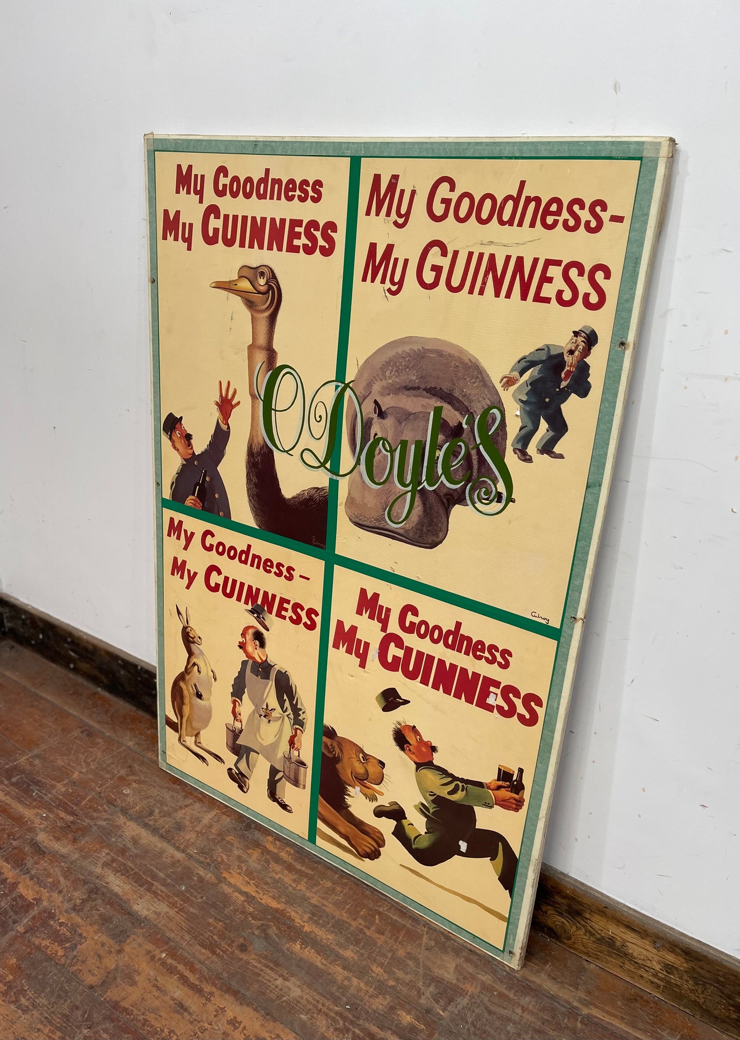Large poster board vintage Guinness artwork
