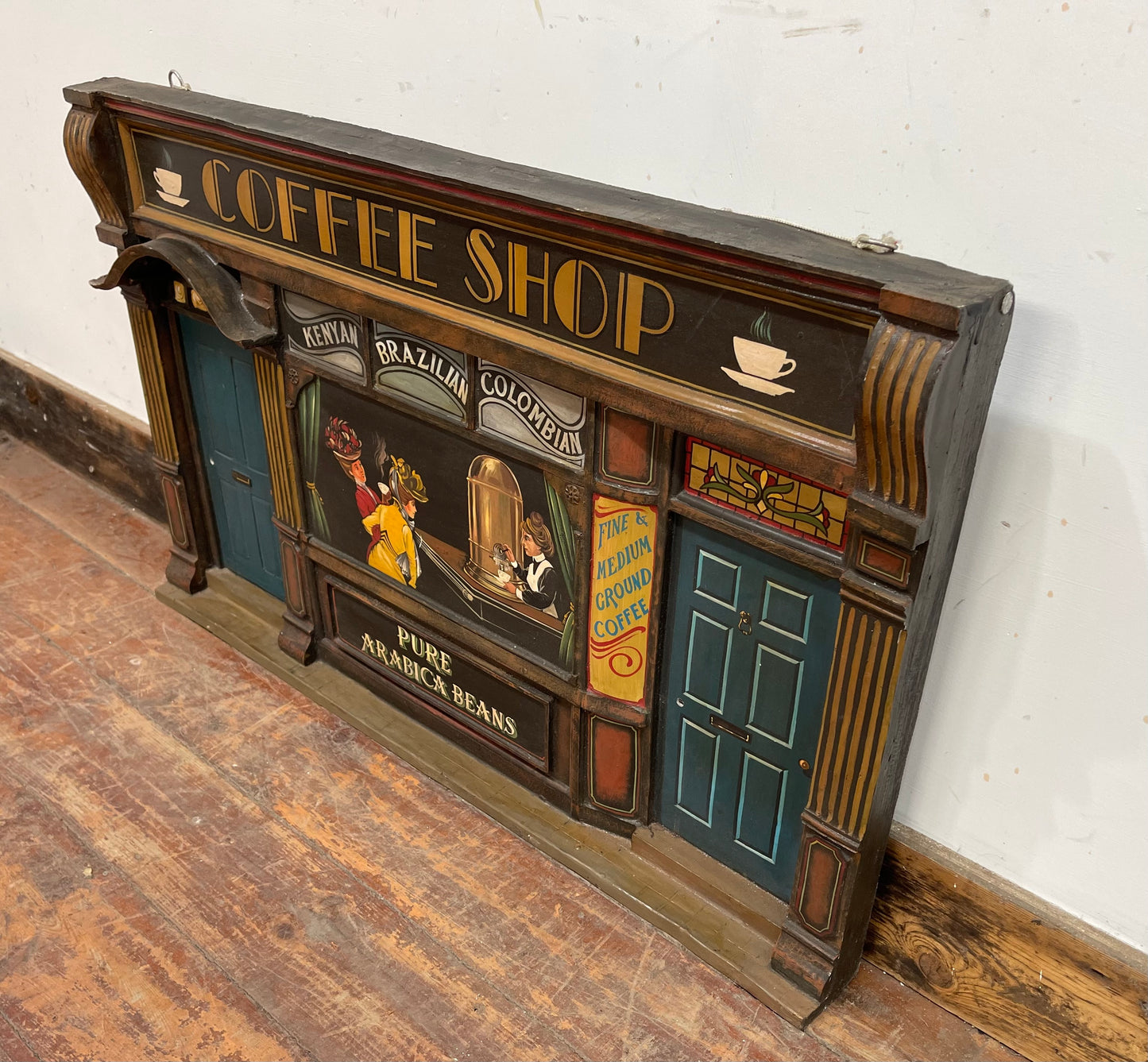 Vintage style hand painted Coffee Shop front sign