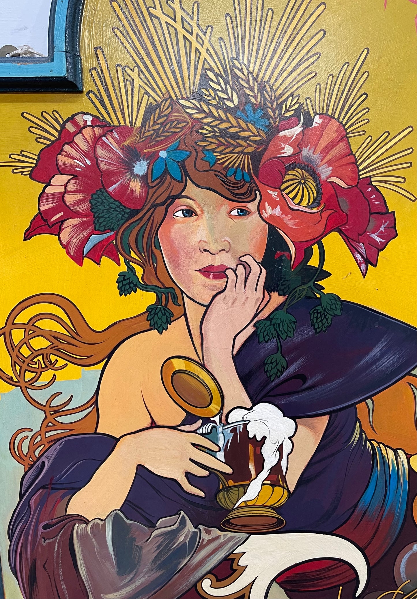 Beautiful hand painted Art Nouveau sign